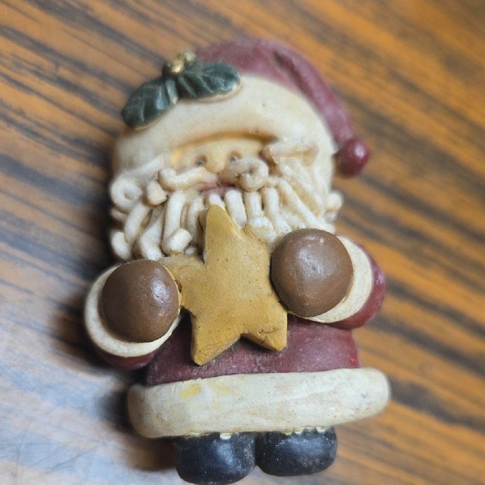 Clay Polimer Santa Claus Figurine with Star